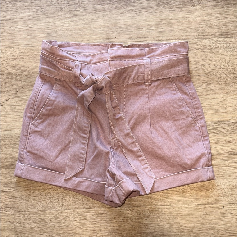 Express High-Waist Tie-Belt Shorts in Dusty Rose